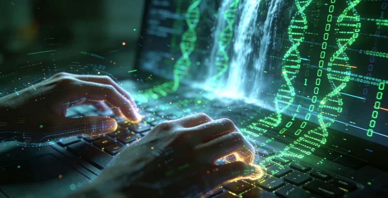 一位医生在实验室分析基因测序数