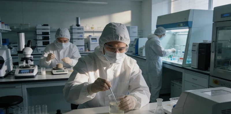 一位医生正在实验室分析基因测序