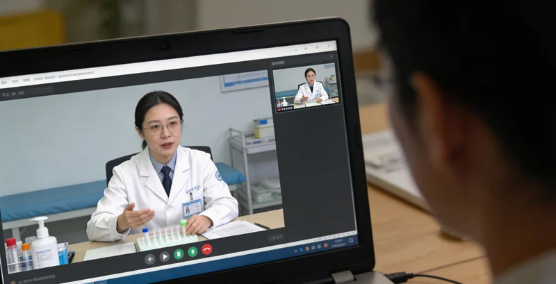 医生正在与患者分析检查结果和症