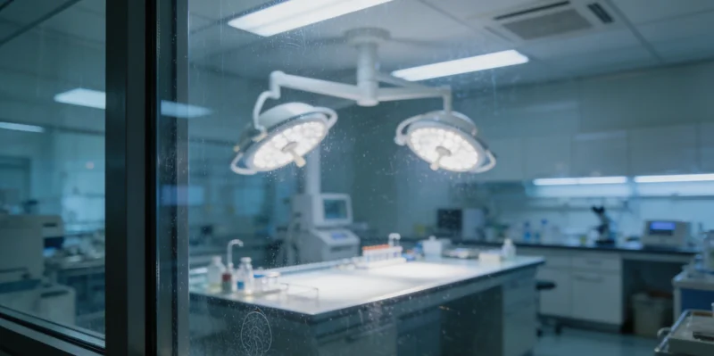 现代化医学实验室内部，技术人员