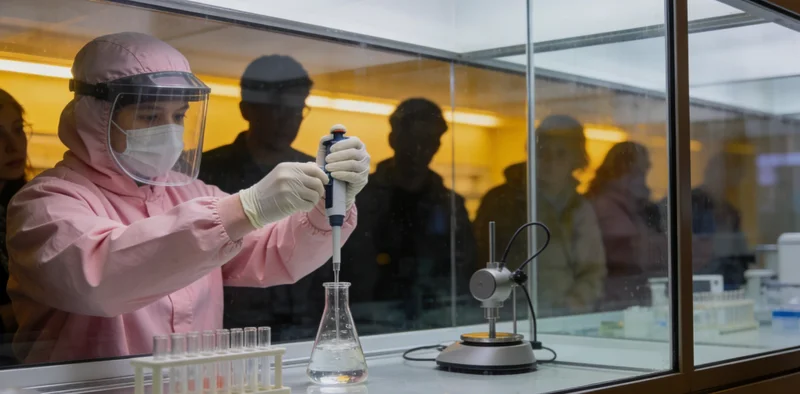 现代化实验室中，技术人员正在操