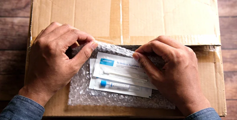 医生正在为女性进行宫颈取样检查