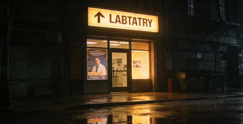 一位中年男性在咨询医生，背景有