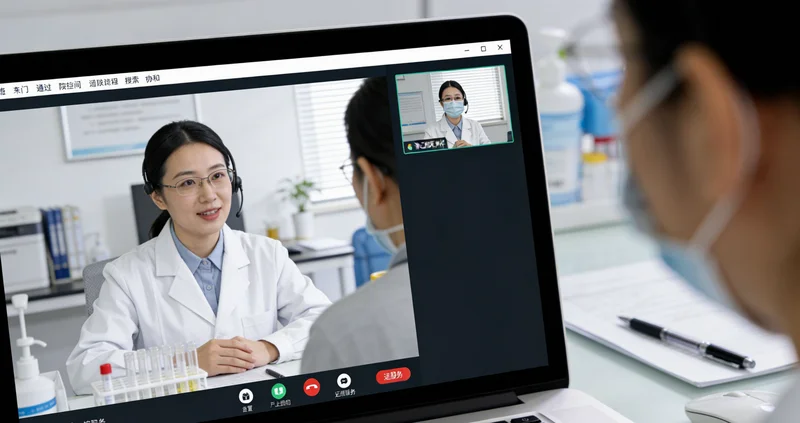 一位医生正在查看胸部X光片，片