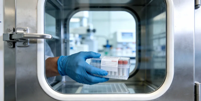 在诊室中，医生与患者家属一起查看基因检测报告并讨论