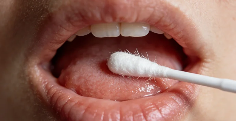 医护人员正在为儿童进行咽拭子采