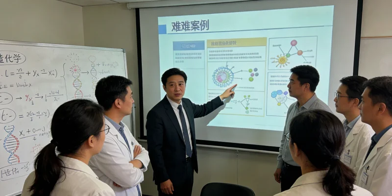 专业人员正在分析复杂的生物信息