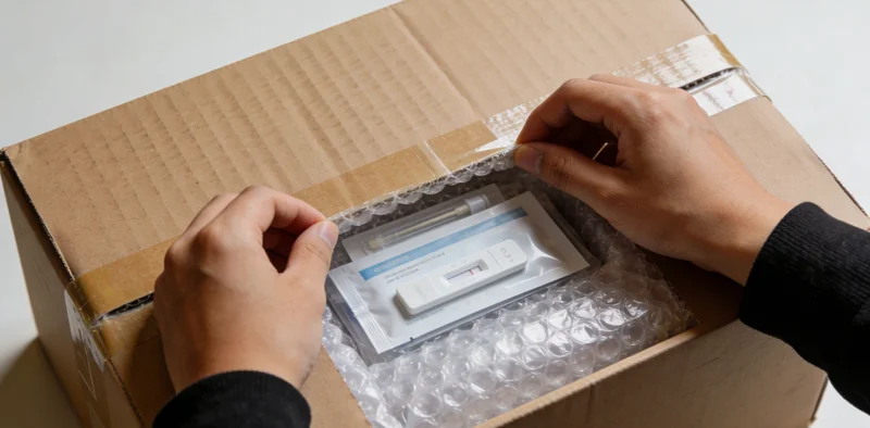 护士正在为儿童进行无痛鼻咽拭子