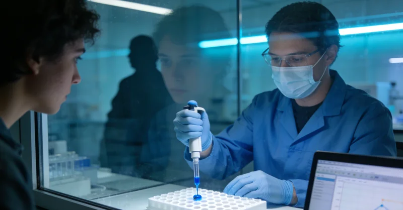 实验室技术人员正在操作精密仪器