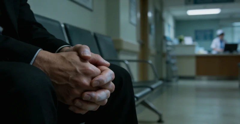 肇庆市民在医院诊室内与医生交流,医生正在讲解甲状腺超声报告