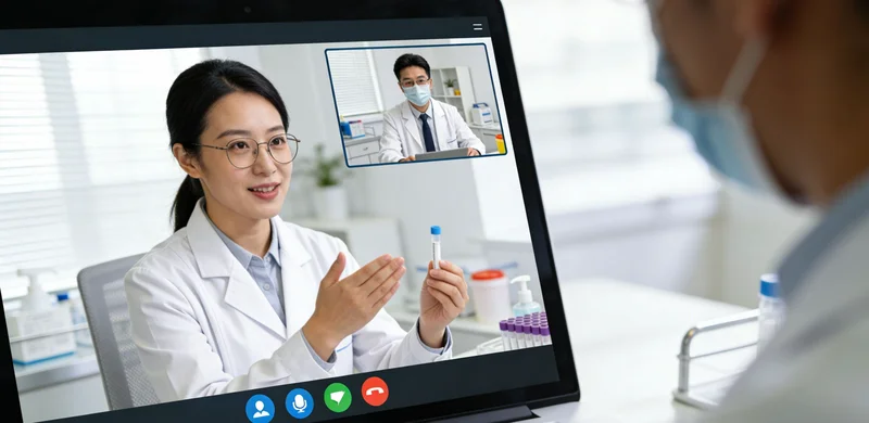 医生与患者家属就检测报告进行沟