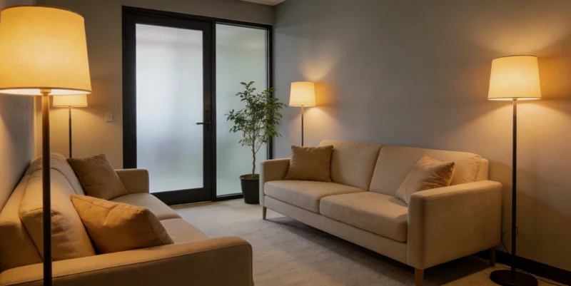 女性在诊室与医生面对面坐着,共