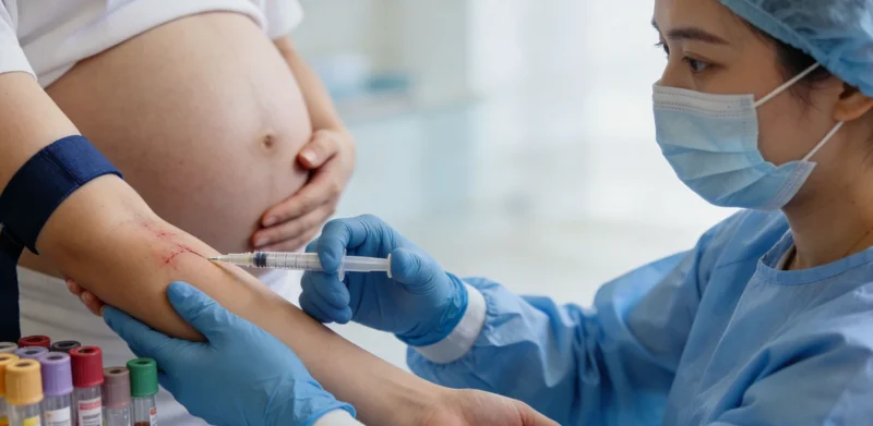 一份详细的基因检测报告，旁边放着眼镜和笔