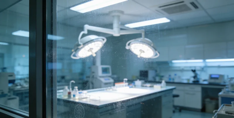 一位专业人士在实验室内操作精密