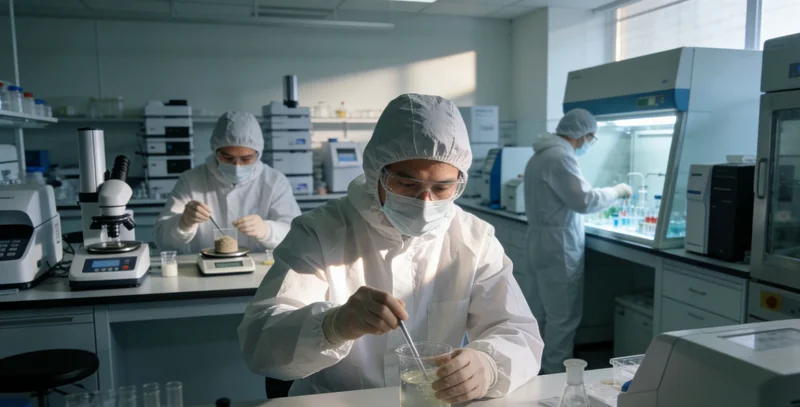 专业技术人员在实验室内操作基因