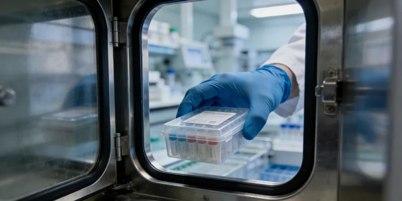 一位中山市民正在诊所内向医生咨询胃癌基因检测的相关问题,表情关切