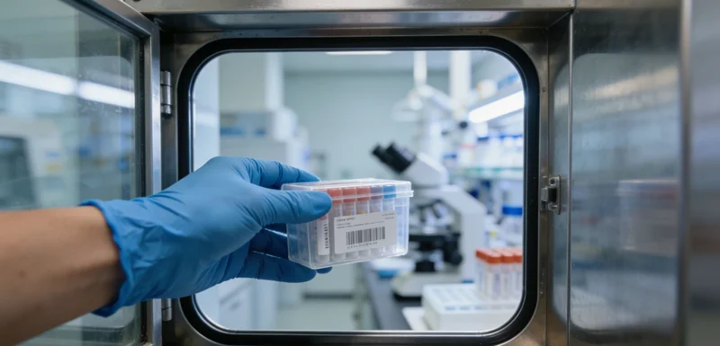 医生正在电脑前查看详细的病原基