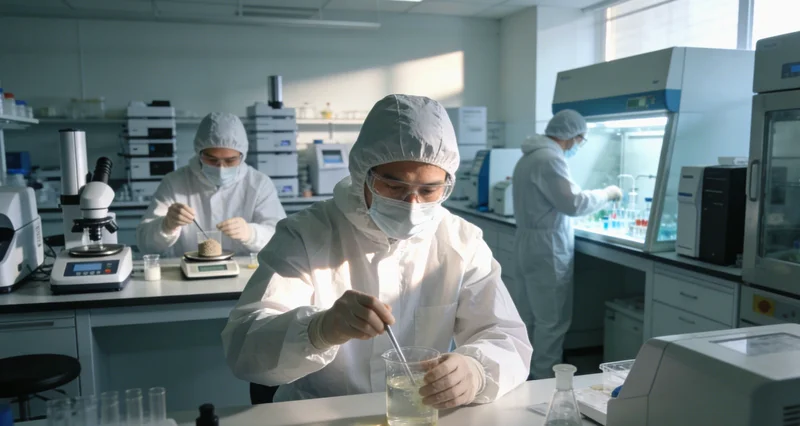 实验室技术人员操作精密检测仪器