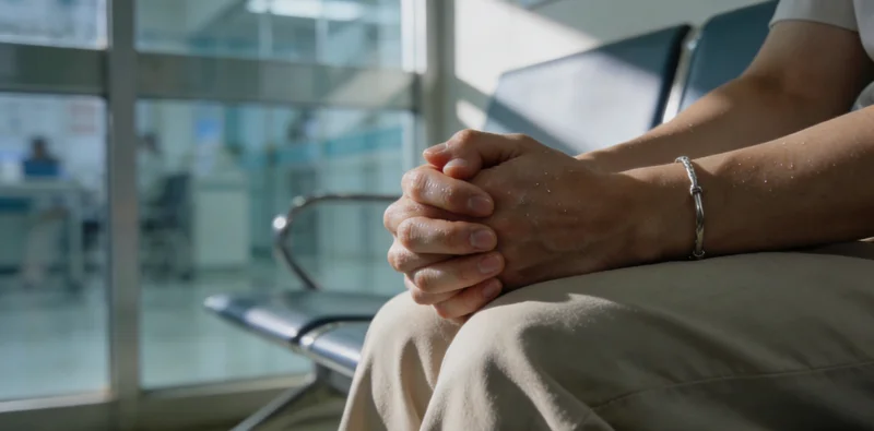 一位康复患者与医生微笑交流的温