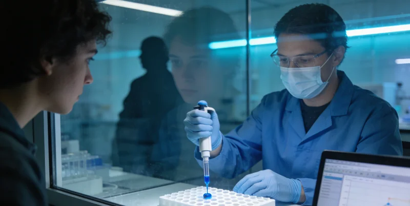 实验室技术人员进行基因检测操作