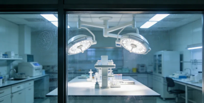 专业医学实验室内部，工作人员操