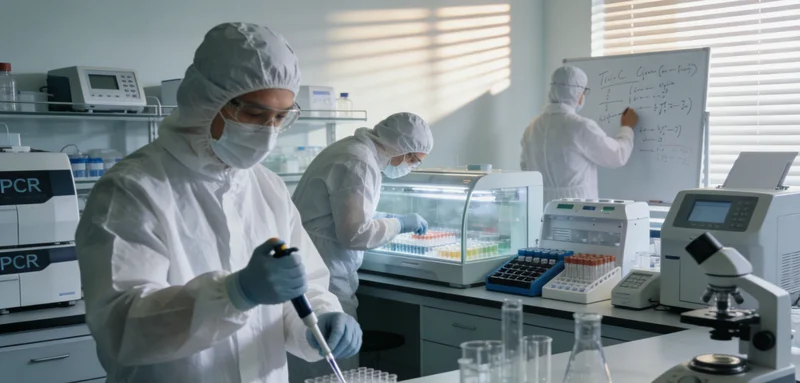 电脑屏幕上显示着复杂的生物信息