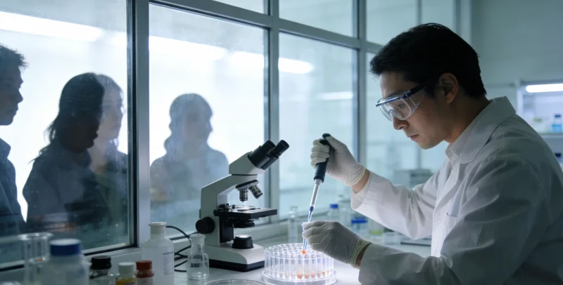 实验室技术人员正在进行精密的P