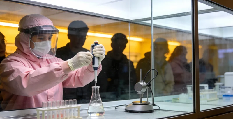 医院大楼与现代化基因实验室的对比示意图