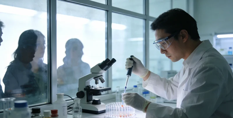 一位医生正在实验室里操作基因测