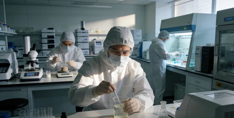 专业医学实验室内部,技术人员正