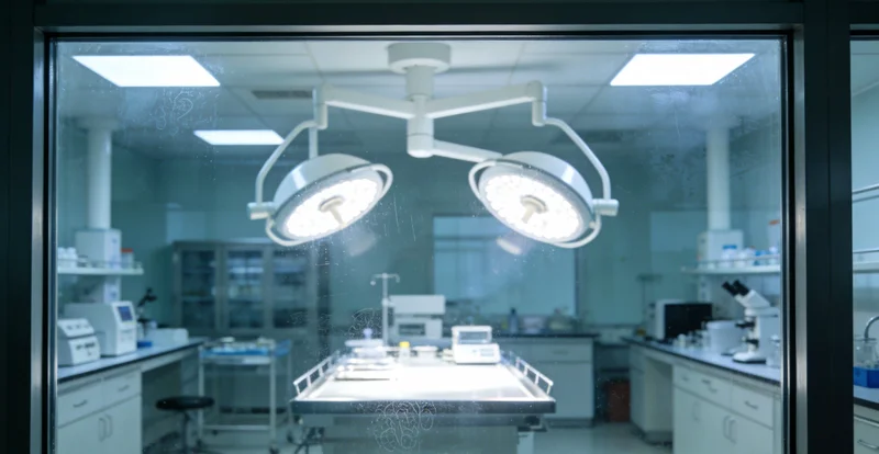 医学实验室内景，展示传统的微生