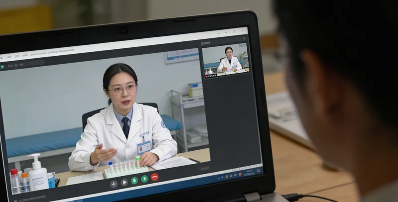 医生或顾问正在为咨询者解读检测