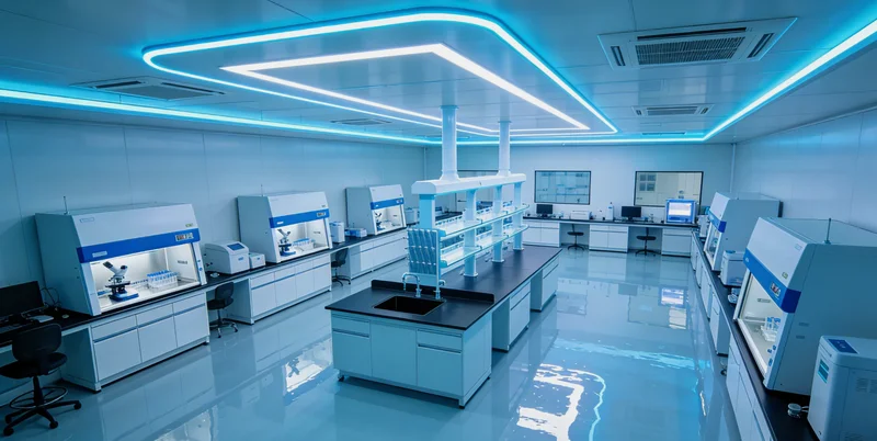 实验室内，技术人员正在操作精密