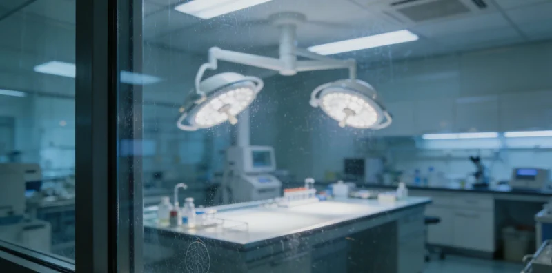 专业医学实验室内,技术人员正在操作高通量基因测序仪