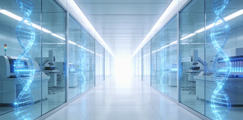 医生与患者家属在诊室内查看基因检测报告并进行沟通