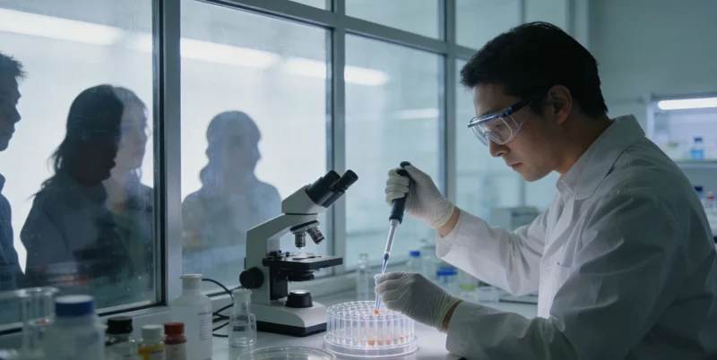 在玉溪本地服务点,专业人员正在为女性客户讲解基因检测报告