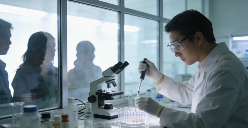 实验室内部，高通量基因测序仪正