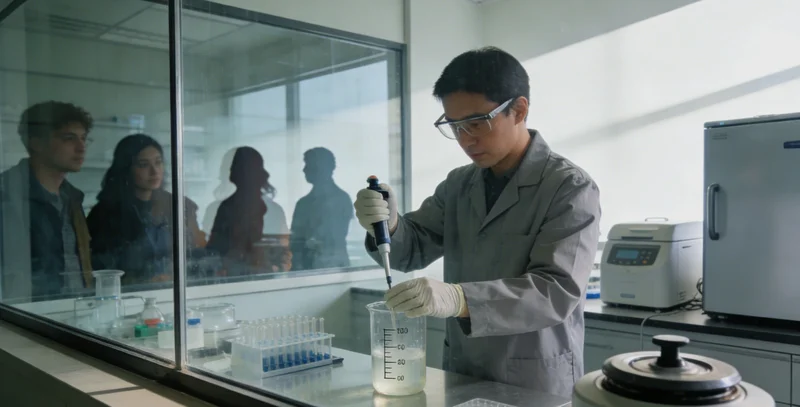 实验室技术人员正在进行严谨的样