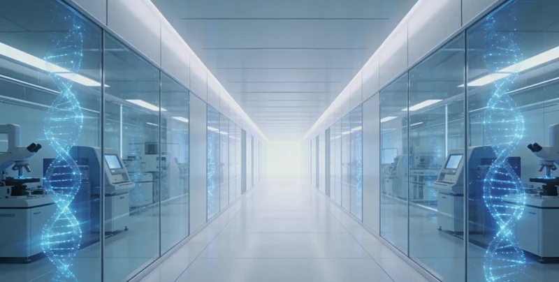 表示选择检测机构要点的简洁信息图或专业实验室场景