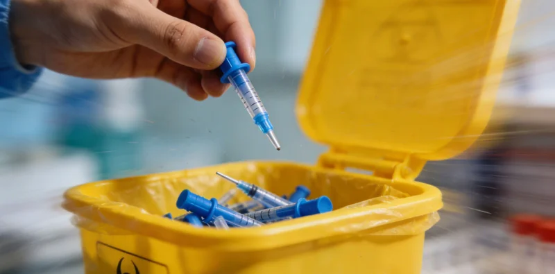 医护人员使用无菌拭子进行皮肤样