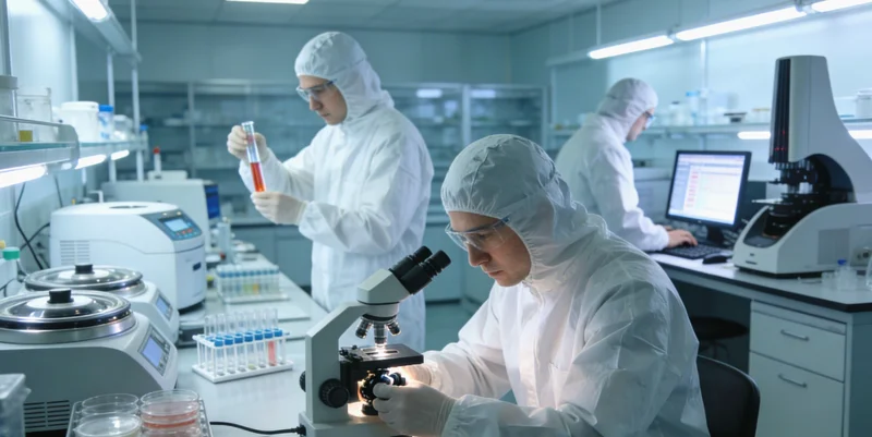 专业明亮的医学实验室内景,工作