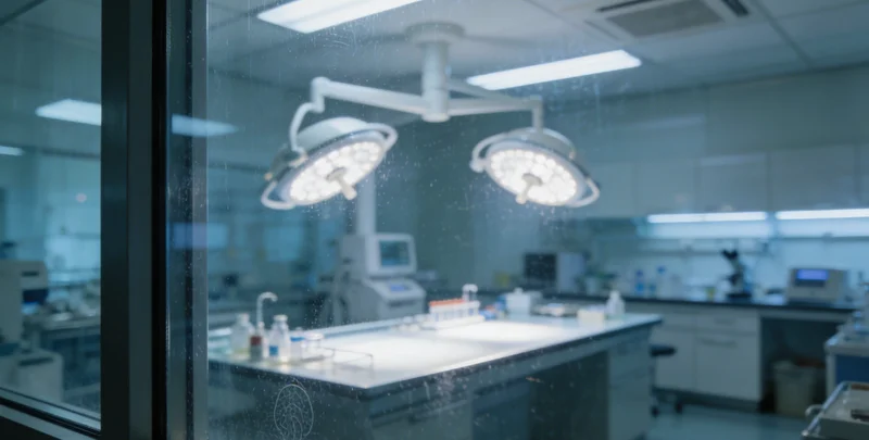 专业基因检测实验室内部,技术人员正在操作高通量测序仪