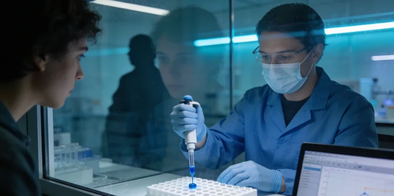 实验室技术人员正在操作基因测序