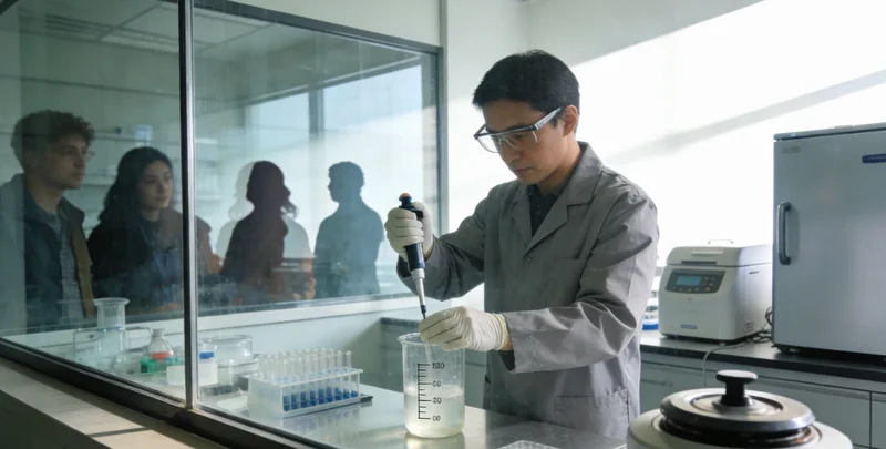 专业医生在实验室里认真分析基因