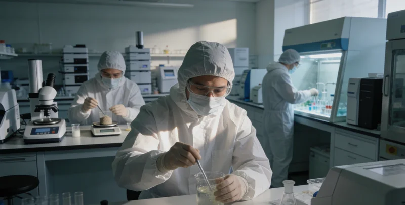 实验室内技术人员操作精密仪器，