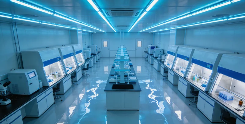 一位医生在实验室认真分析医学检