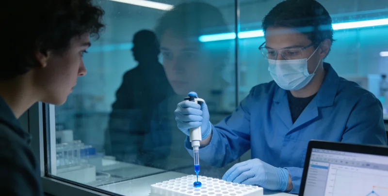 高科技基因测序实验室内部，仪器