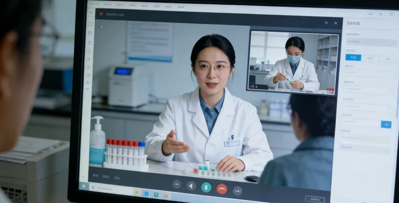 一位母亲正在家中担忧地照顾咳嗽