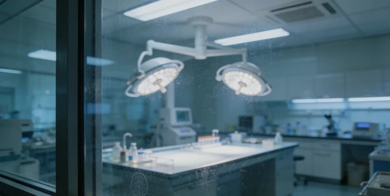 医生与患者家属在诊室内沟通肺癌基因检测方案