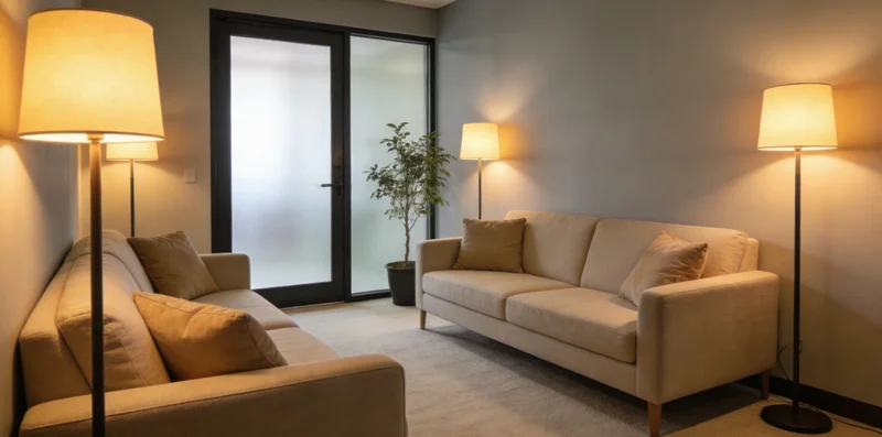 一位来宾女性正在与家人温馨交谈,探讨健康话题